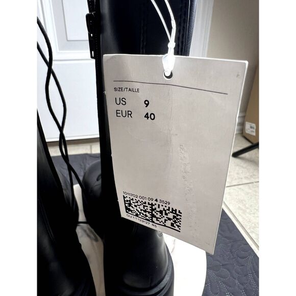 H&M Womens Chunky Lace up Leather Boots Grunge Goth Whimsygoth SZ 9: NWT/No Box - Picture 6 of 8